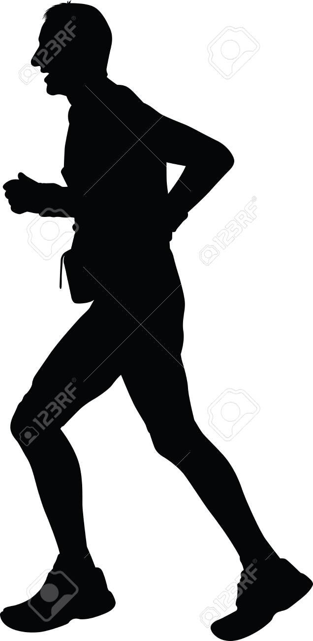 白の背景にシルエットをジョギング ランナー シルエット のイラスト素材 ベクタ Image