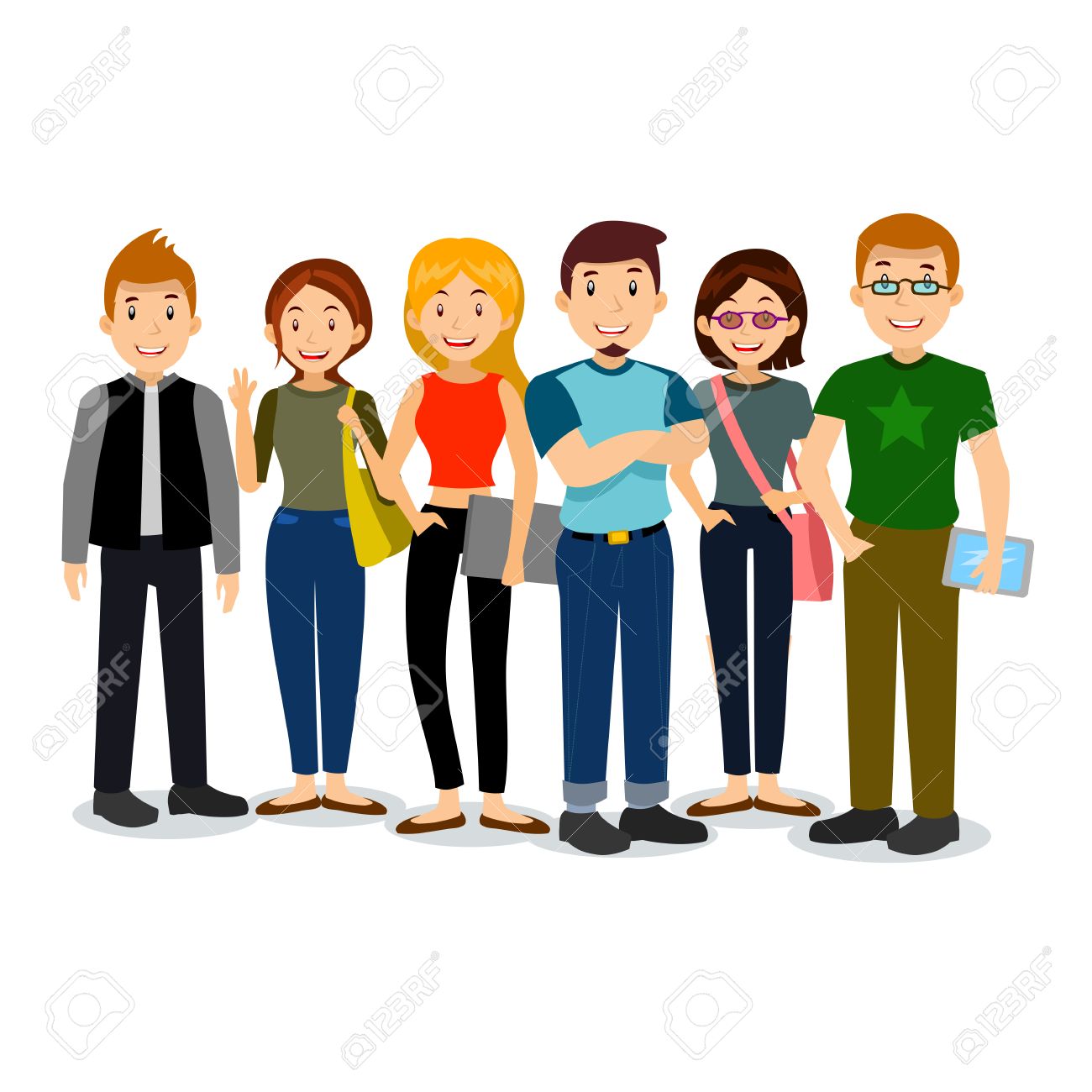 Set of diverse college or university students. Vector group of students. Cartoon vector illustration of students. - 52243806 Set of diverse college or university students. Vector group of students. Cartoon vector illustration of students. - 52243806