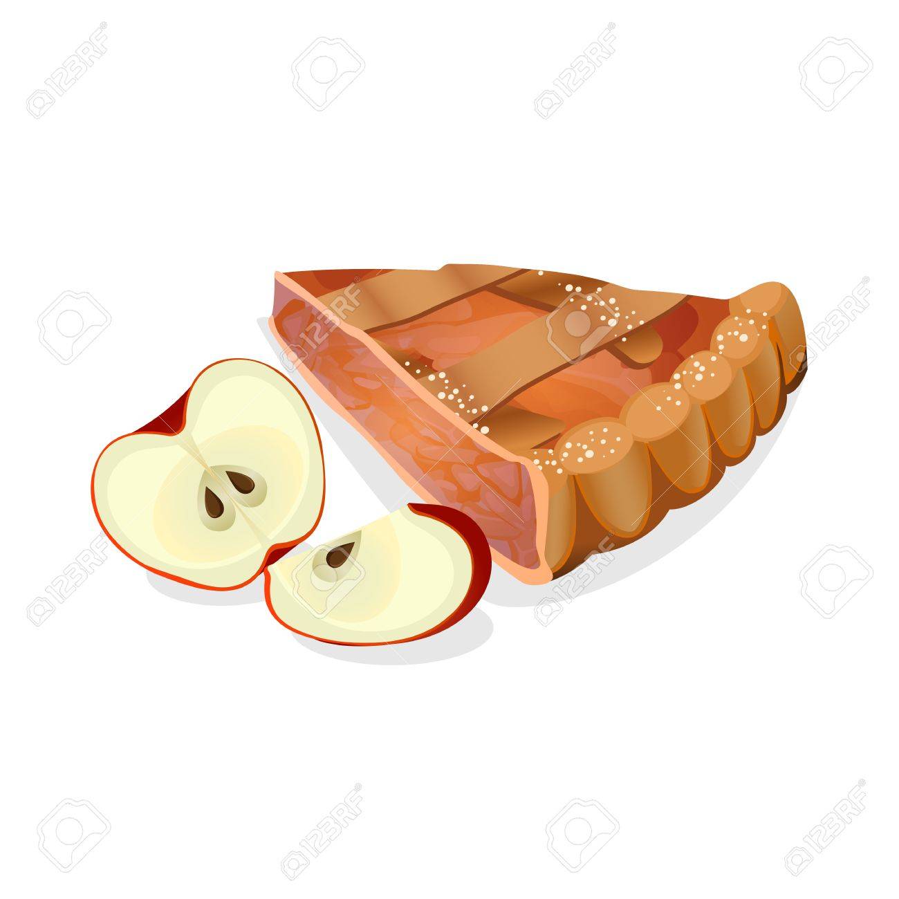 Apple Pie Slice With Fresh Red Ripe Fruits Isolated On White. Tasty Sweet  Baked Dessert. Vector Illustration For Restaurants Menu, Bakery Shops,  Banners, Ads, Poster. Traditional English Cake. Royalty Free SVG, Cliparts,, image size:1300x1300