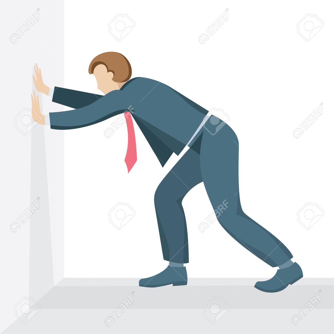 Businessman Pushing The Wall. Business Progress Concept Vector  Illustration. Man In Corporate Suit Is Pushed To Start A New Business.  Royalty Free SVG, Cliparts, Vectors, and Stock Illustration. Image  151060776., image size:1300x1300