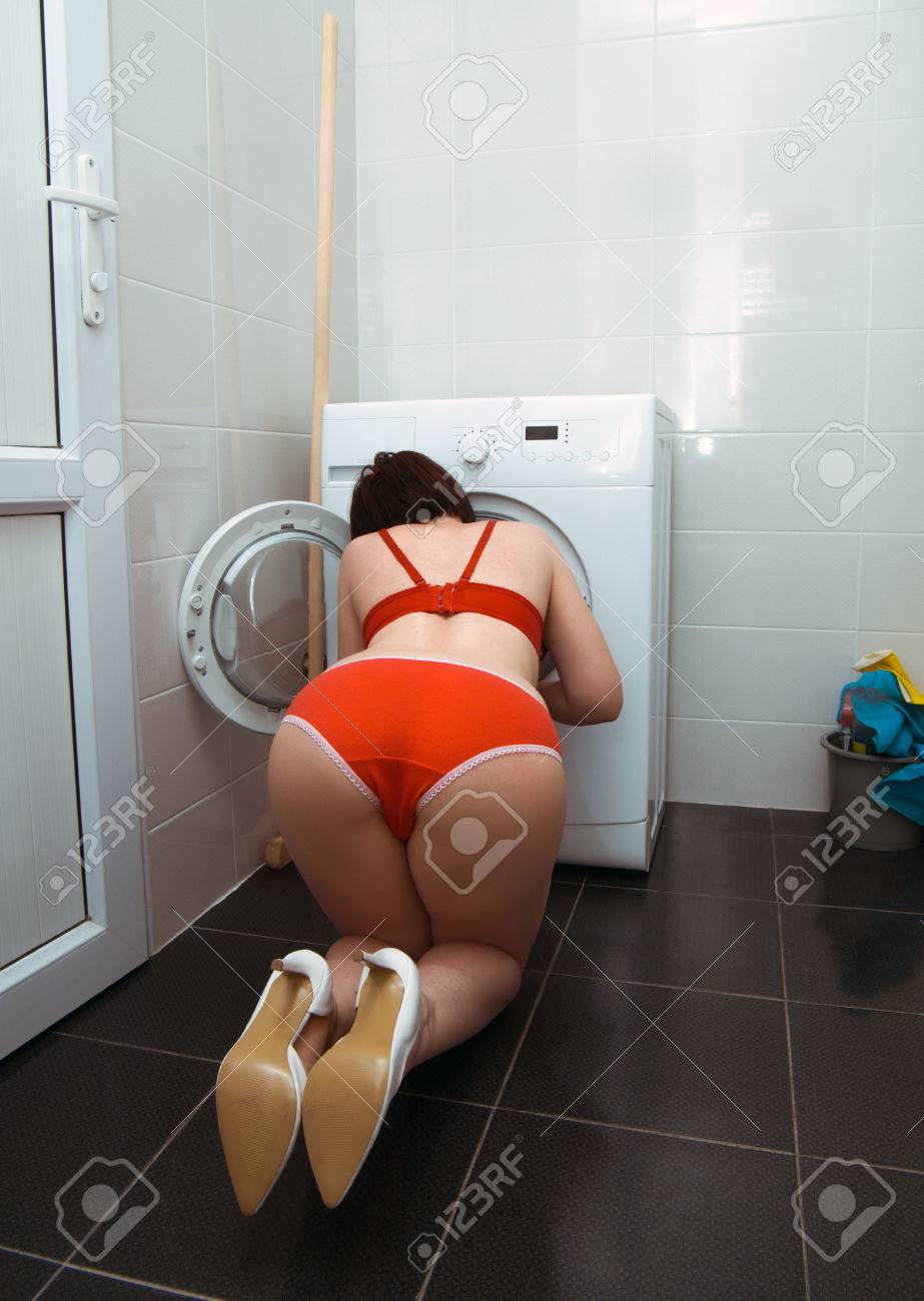 Panties in the bathroom Girl In Underwear In The Bathroom With Washing Machine Stock Photo, Picture  and Royalty Free Image. Image 48705494.