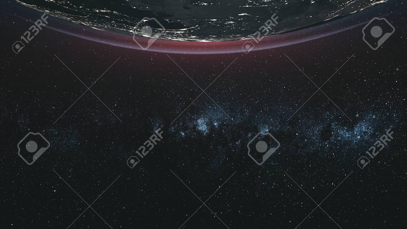 Earth Orbit Milky Way Spiral Galaxy Satellite View Star Cluster