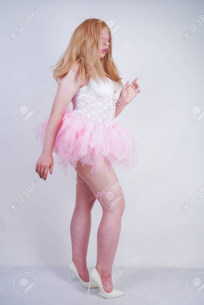 pink and white dress