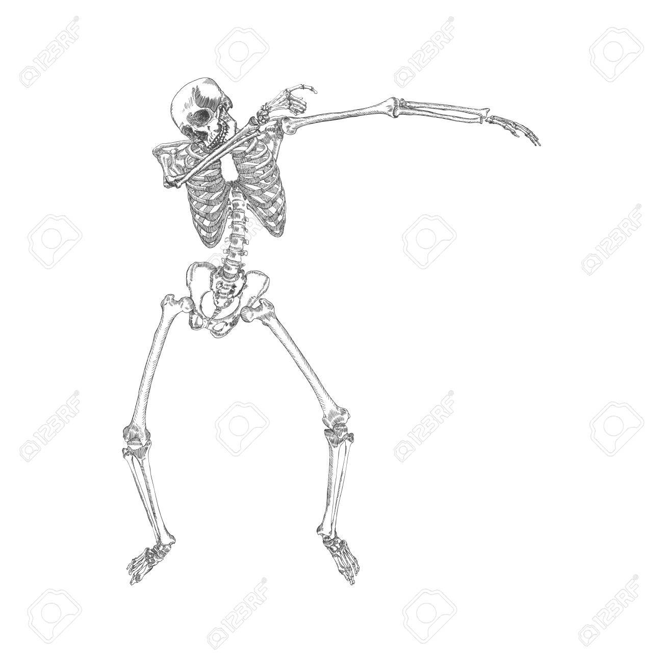 human skeleton making dab perform dabbing dance move gesture