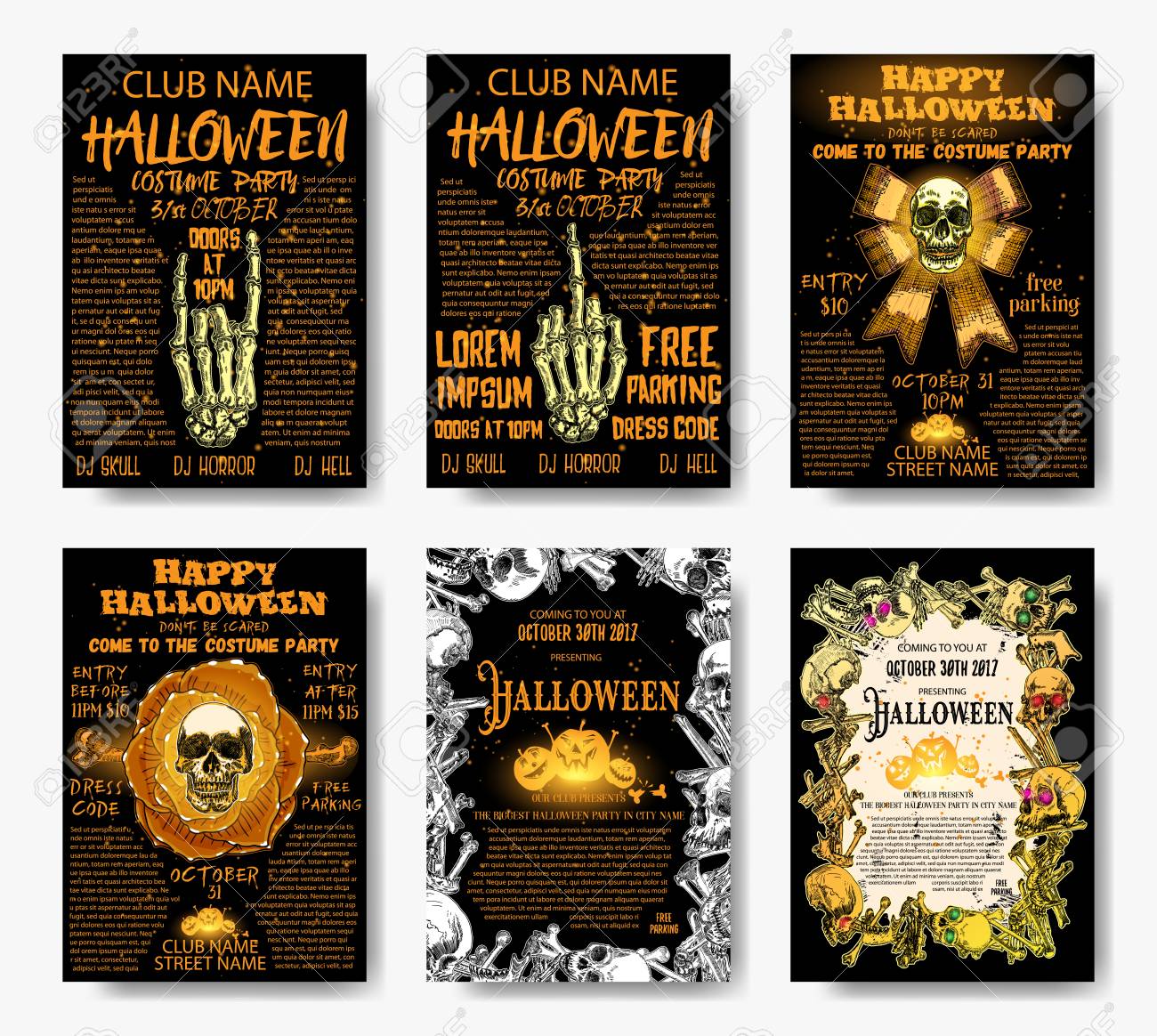 halloween costume party invitation and greeting card set flyer halloween costume party poster