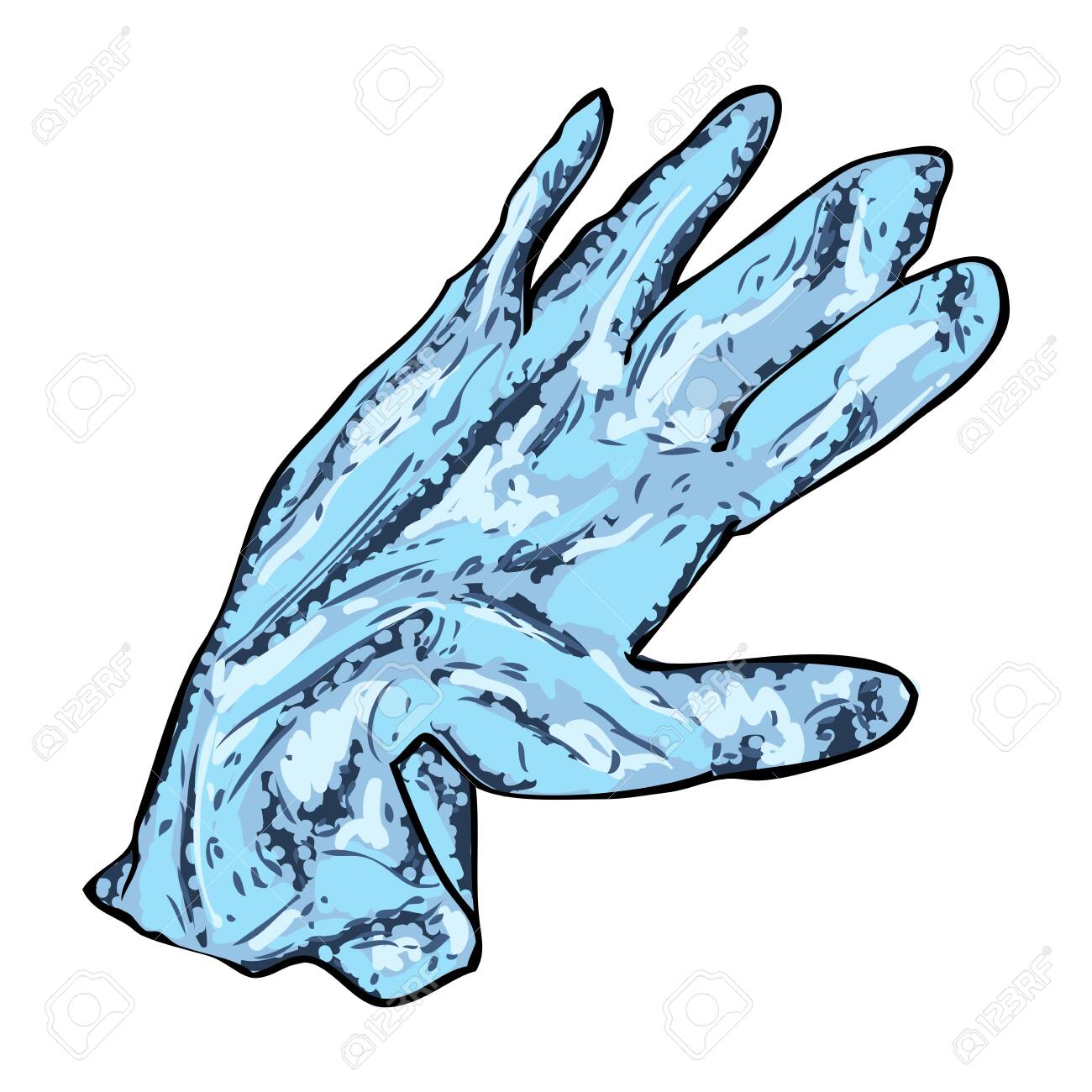 Not proper and wrong disposal of used medical gloves. Littering of hazardous contaminated bio waste disposal on the ground. Coronavirus COVID-19 prevention advice drawing. - 146028167 Not proper and wrong disposal of used medical gloves. Littering of hazardous contaminated bio waste disposal on the ground. Coronavirus COVID-19 prevention advice drawing. - 146028167
