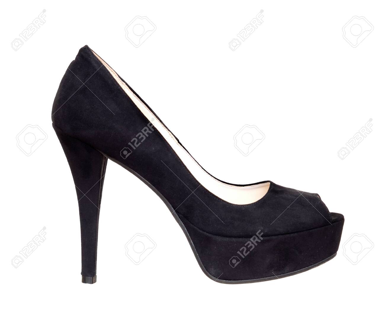 black suede court shoes high heel