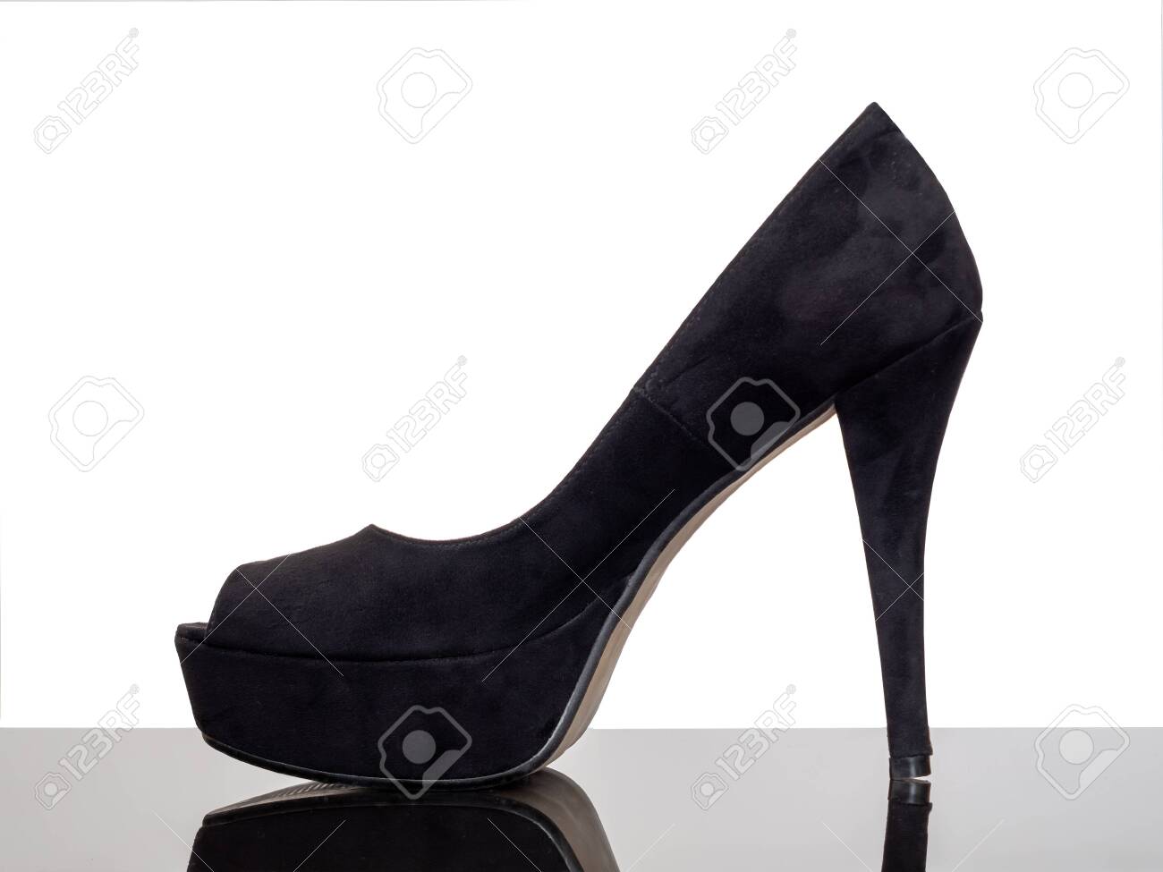 black suede court shoes high heel