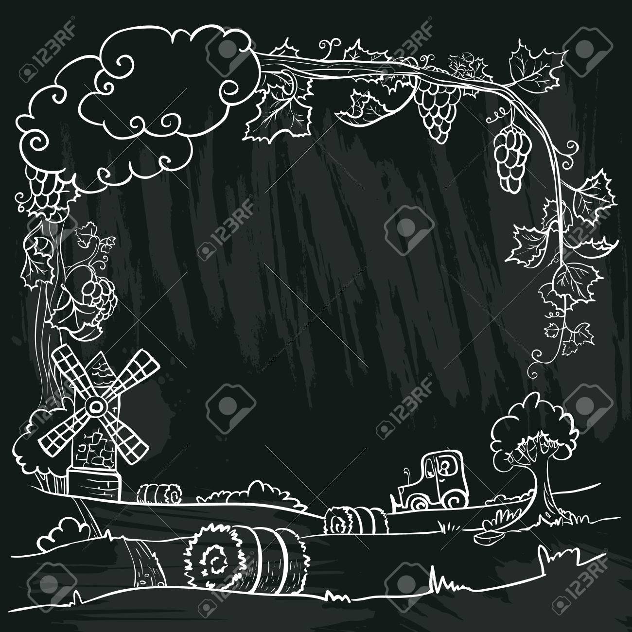 秋の畑で黒板ポスターのイラスト素材 ベクタ Image 27749289