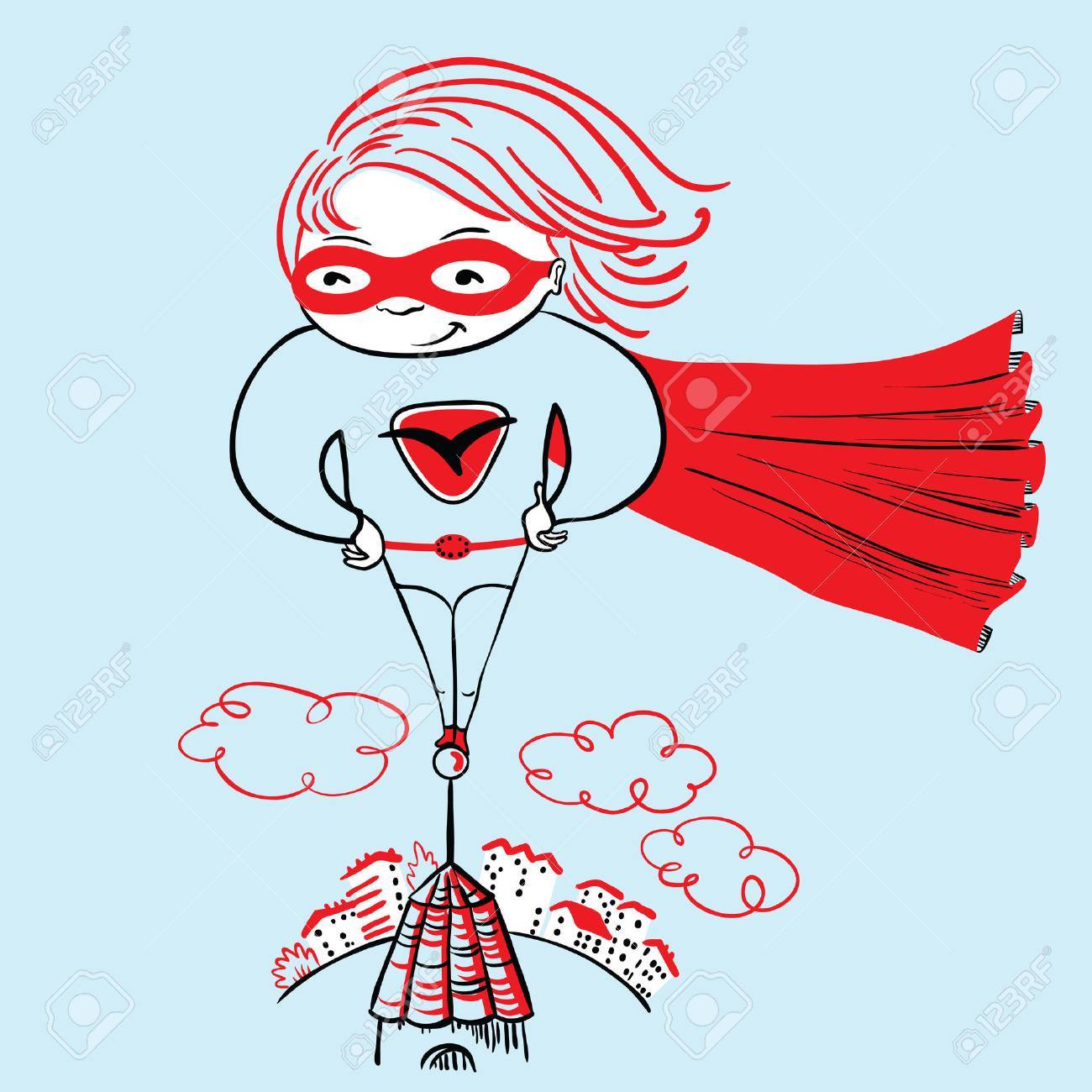 かわいいスーパー ヒーローの女の子のイラスト のイラスト素材 ベクタ Image