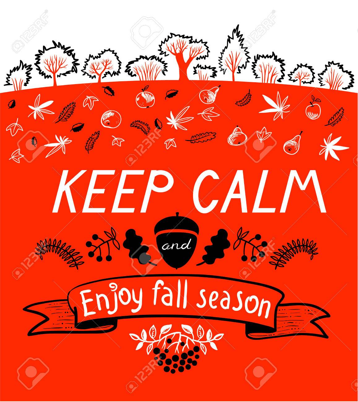 Gardez Votre Calme Et Profitez Automne Citation Inspirante Avec Joli Paysage Element De Design Et Lettrage Pour Cartes D Automne Arriere Plans Et Affiches Clip Art Libres De Droits Vecteurs Et Illustration Image