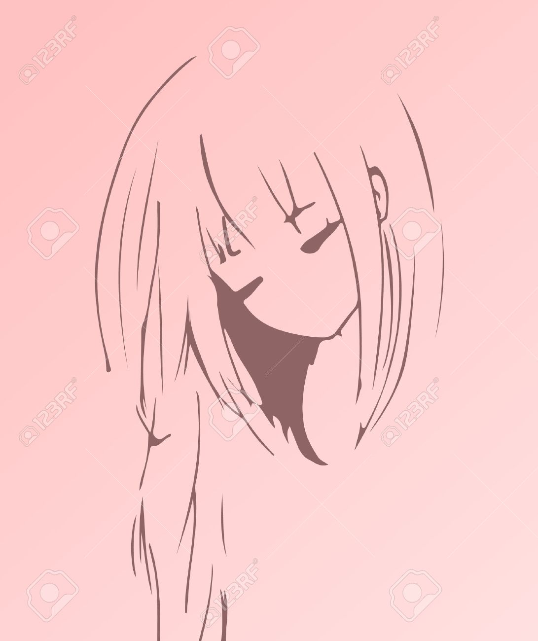 Junge Traurige Madchen Im Anime Stil Vektor Lizenzfrei Nutzbare Vektorgrafiken Clip Arts Illustrationen Image 61243594