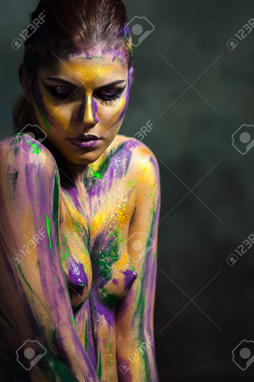 body art nude painting Ass big mature old
