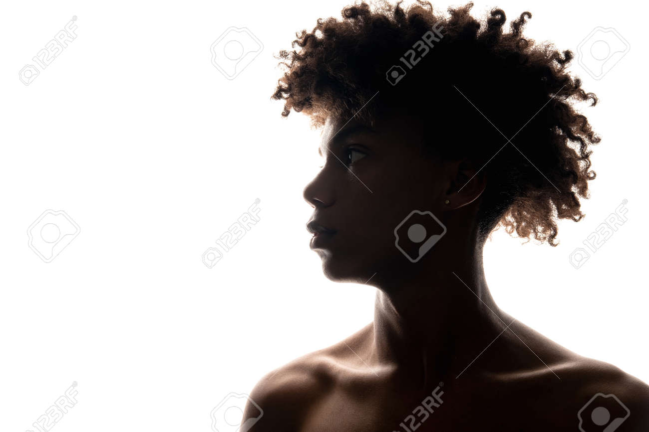 Black Man Silhouette. Masculine Power. Profile Portrait Of African Guy With  Shirtless Torso Isolated On White Copy Space. Ethnic Hairstyle. Freedom  Mind. Human Confidence Stock Photo, Picture and Royalty Free Image. Image, image size:1300x867