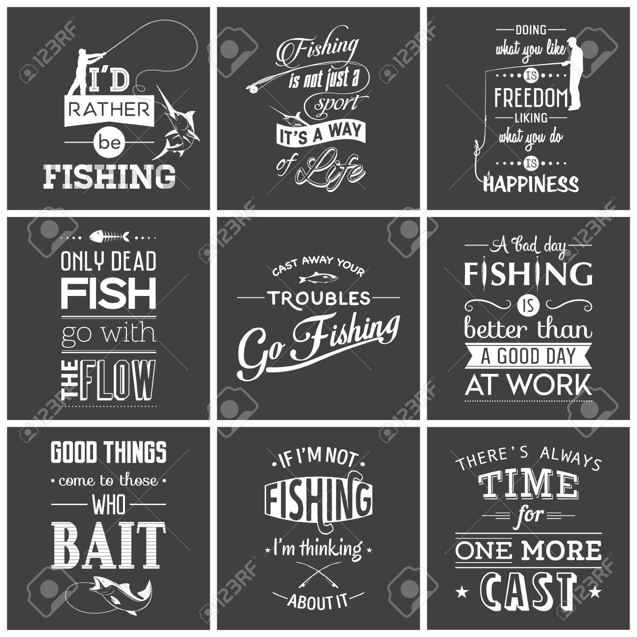 Jeu De Peche Cru Citations Typographiques Vector Eps8 Illustration Clip Art Libres De Droits Svg Vecteurs Et Illustration Image