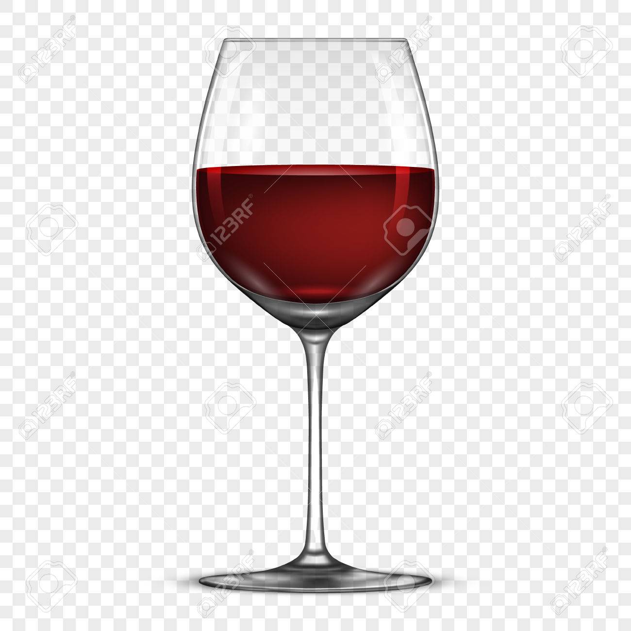 Vector Realistic Wineglass With Red Wine Icon Isolated On