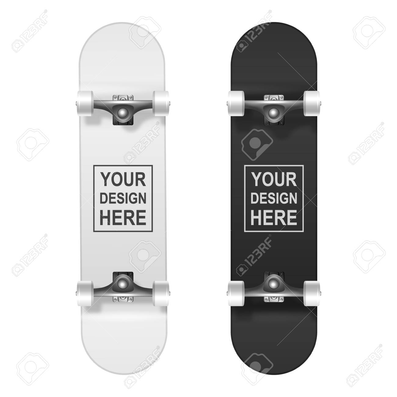 skateboarding vector realistic 3d white and black blank skateboard skateboard template