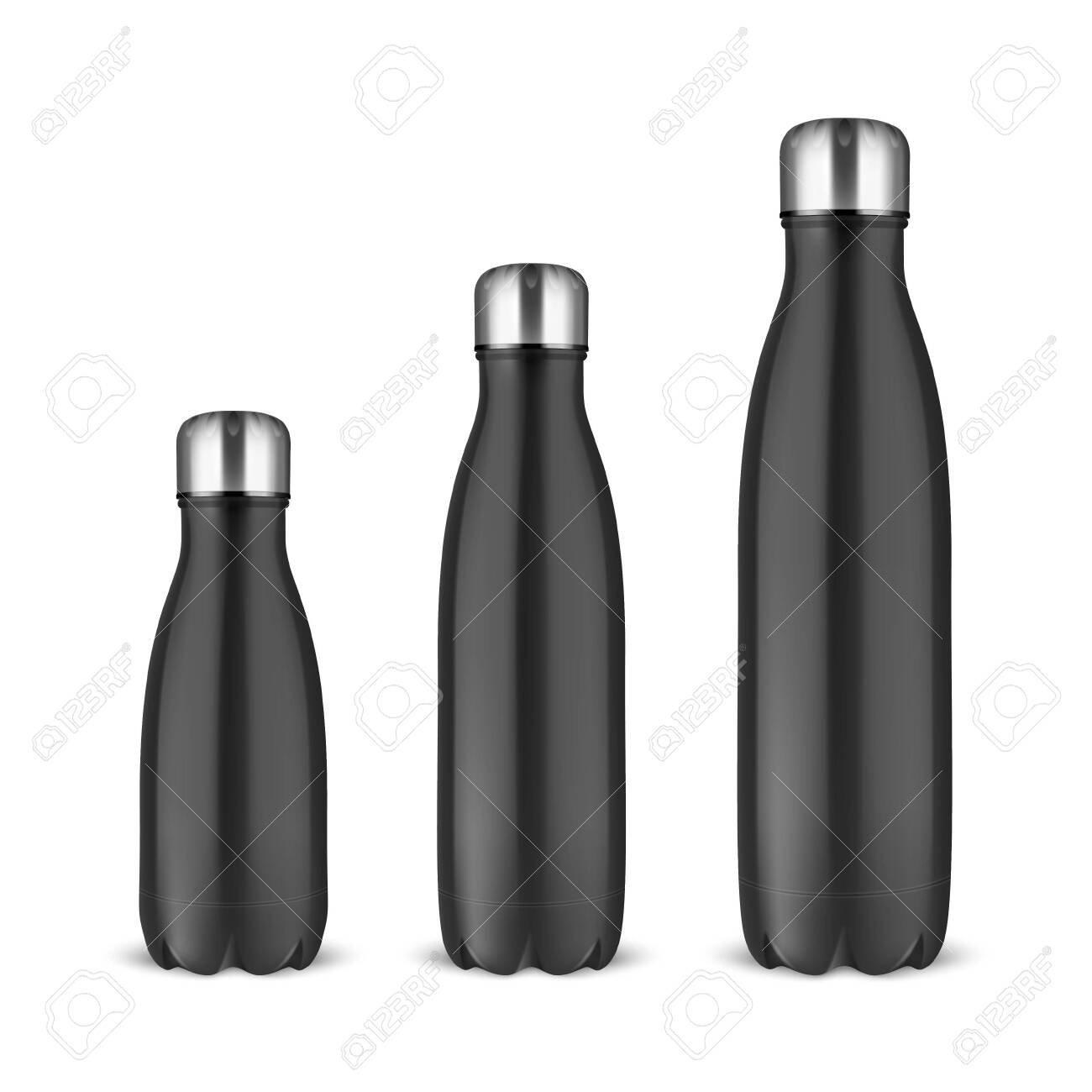 Download Vector Realistic 3d Black Empty Glossy Metal Reusable Water Bottle Royalty Free Cliparts Vectors And Stock Illustration Image 124253131