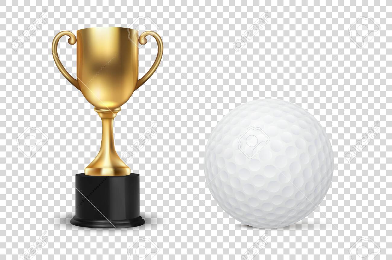 Realistic Vector 3d Golden Champion Cup Icon With Golf Ball Set Royalty Free Cliparts Vectors And Stock Illustration Image 137057548