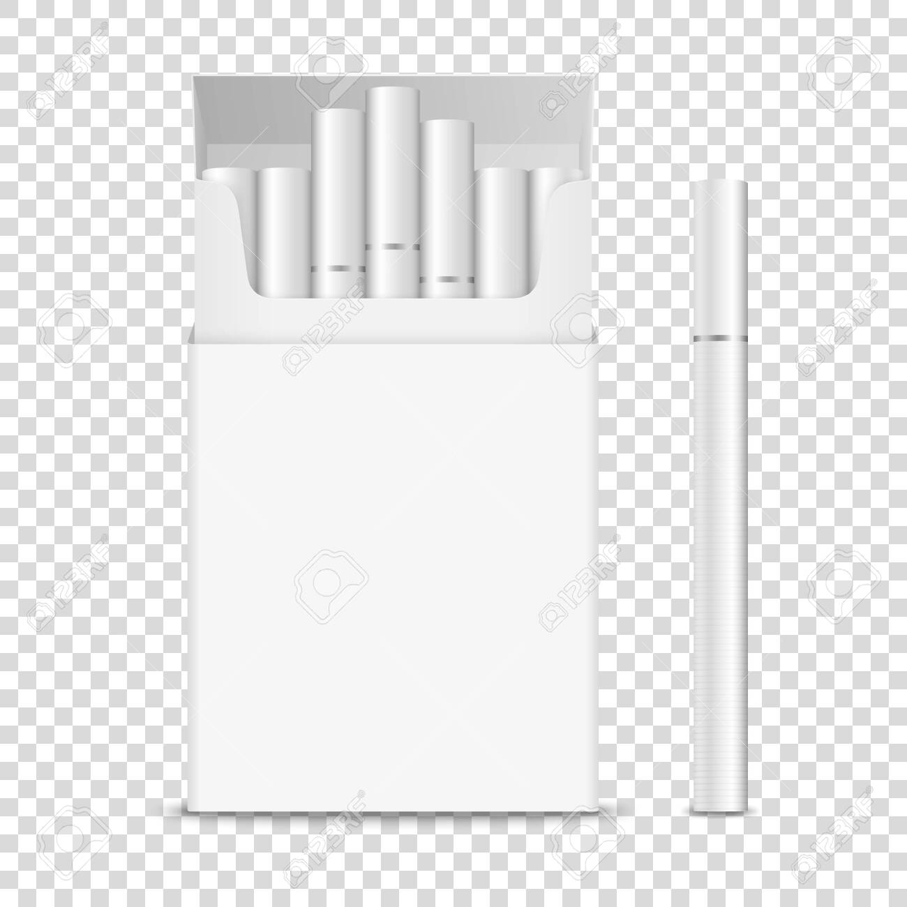 Vector 3d Realistic Opened Clear White Blank Cigarette Pack Box, Cigarette  Set Closeup Isolated On Transparent Background. Design Template. Smoke  Problem Concept, Tobacco, Cigarette Mockup. Front View Royalty Free SVG,  Cliparts, Vectors,