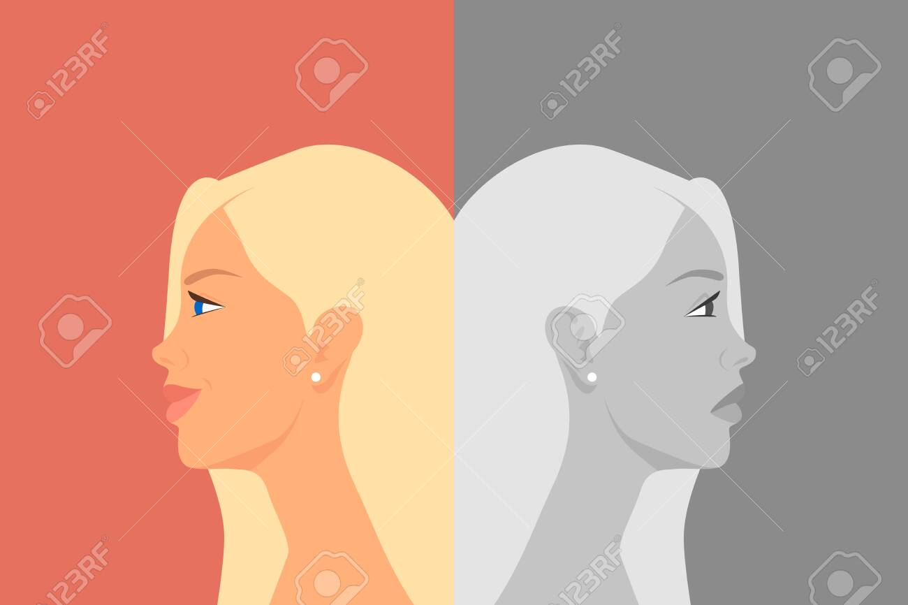 Beautiful Young Woman With Bipolar Disorder Cheerful And Sad Royalty Free Cliparts Vectors And Stock Illustration Image Beautiful Young Woman With Bipolar Disorder Cheerful And Sad Royalty Free Cliparts Vectors And Stock Illustration Image