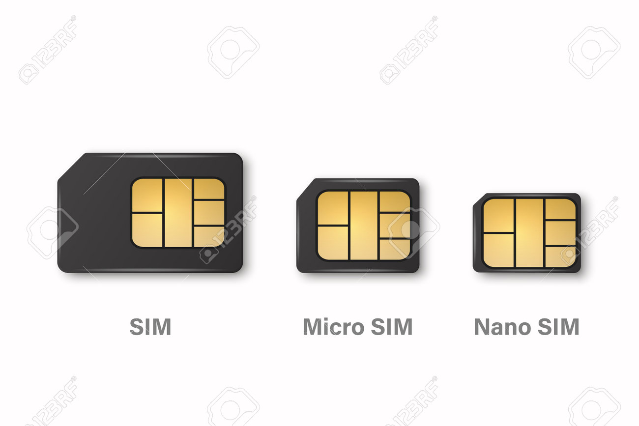 Vector 3d Realistic Black Plastic Sim, Micro Sim, Nano Sim Card Template  Set Isolated. Design Template Of Sim Card For Mockup, Branding. Top View  免版税剪贴画，向量插图和库存图片. Image 193812219