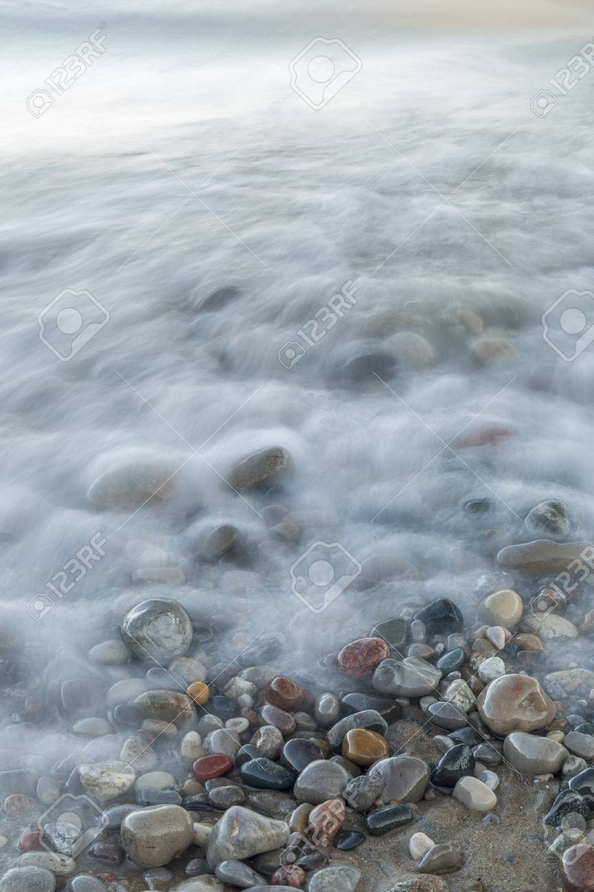 Waves Rushing Over Stones On A Lake Huron Beach Pinery Provincial