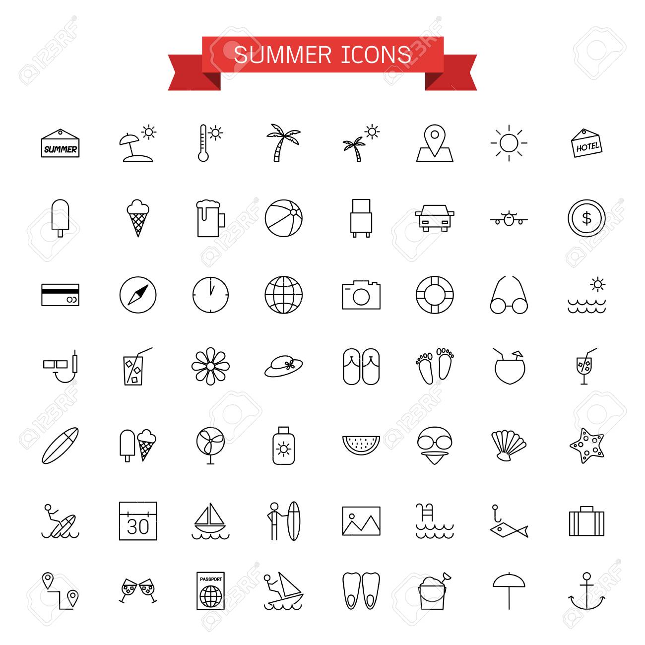 summer icons royalty free cliparts vectors and stock illustration