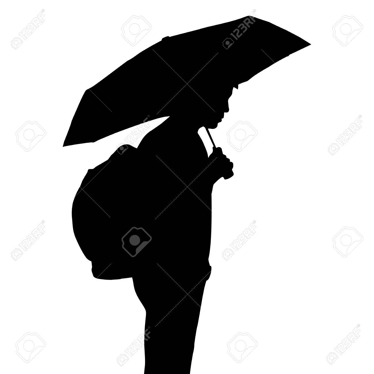 Silhouette Backpacker With Umbrella Royalty Free Cliparts Vectors And Stock Illustration Image