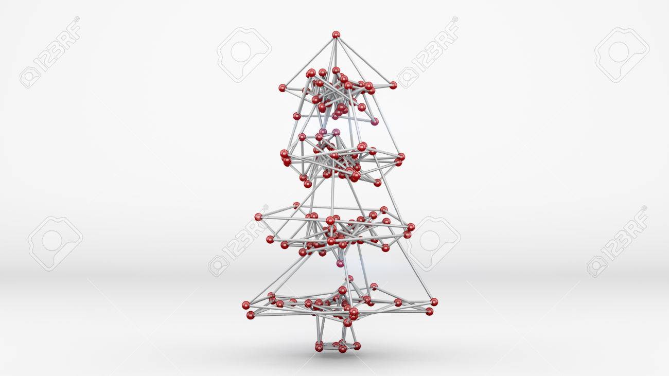 wireframe mesh of christmas tree abstract holiday 3d render stock