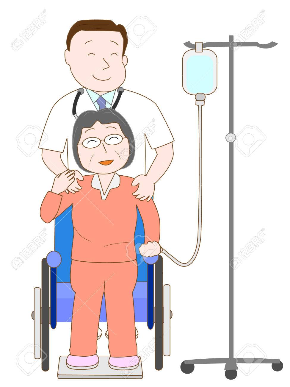 高齢者入院患者のイラスト素材 ベクタ Image