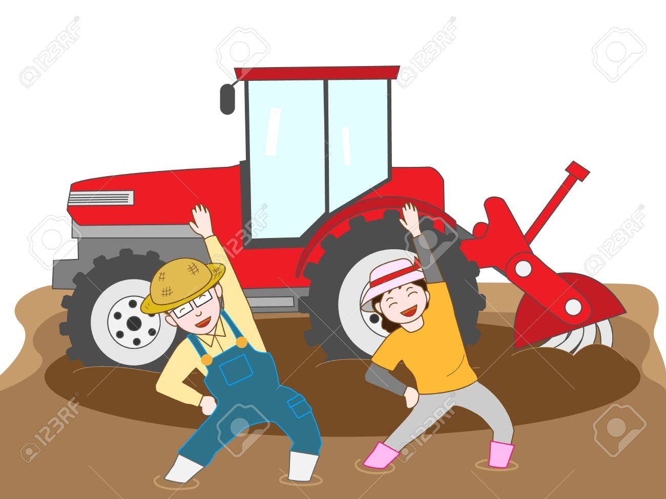 農作業の合間に運動します のイラスト素材 ベクタ Image