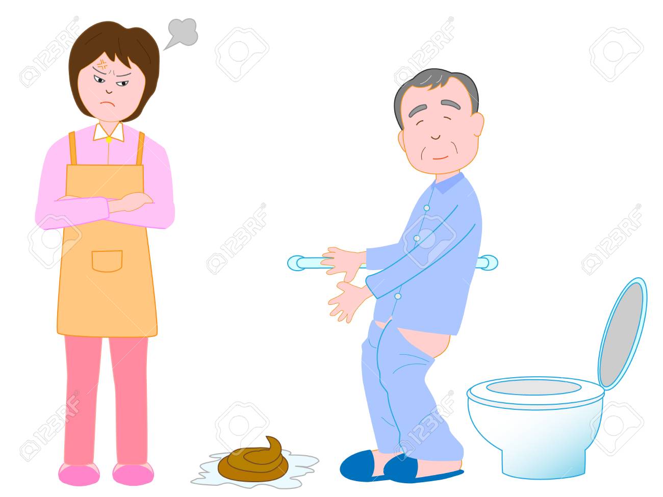 認知症患者の介護のイラスト素材 ベクタ Image