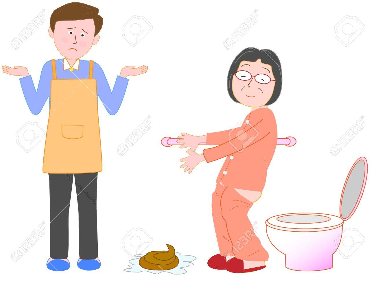 認知症患者の介護のイラスト素材 ベクタ Image