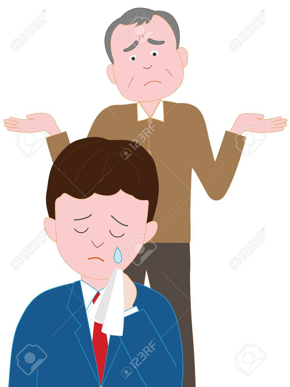 トラブルで男子高校生の祖父孫のイラスト素材 ベクタ Image