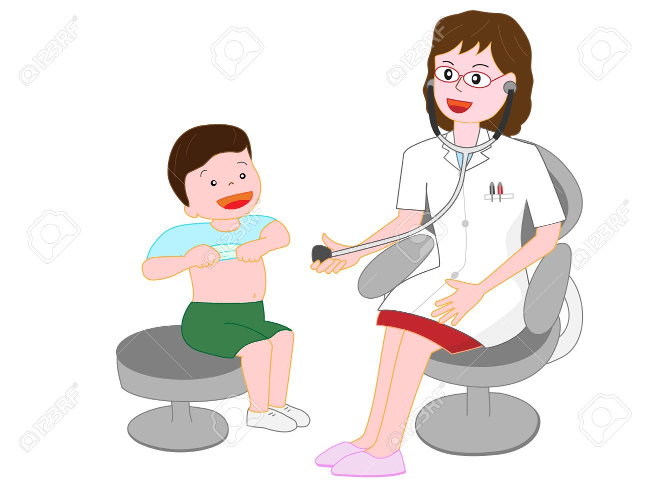 医師から健康診断を受けた患者のイラスト素材 ベクタ Image