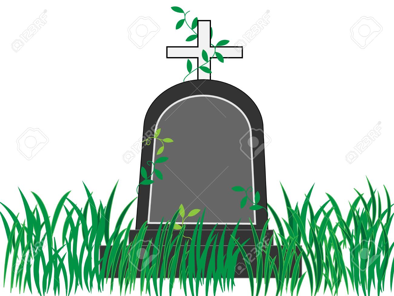 墓は放置されている 雑草で成長した のイラスト素材 ベクタ Image