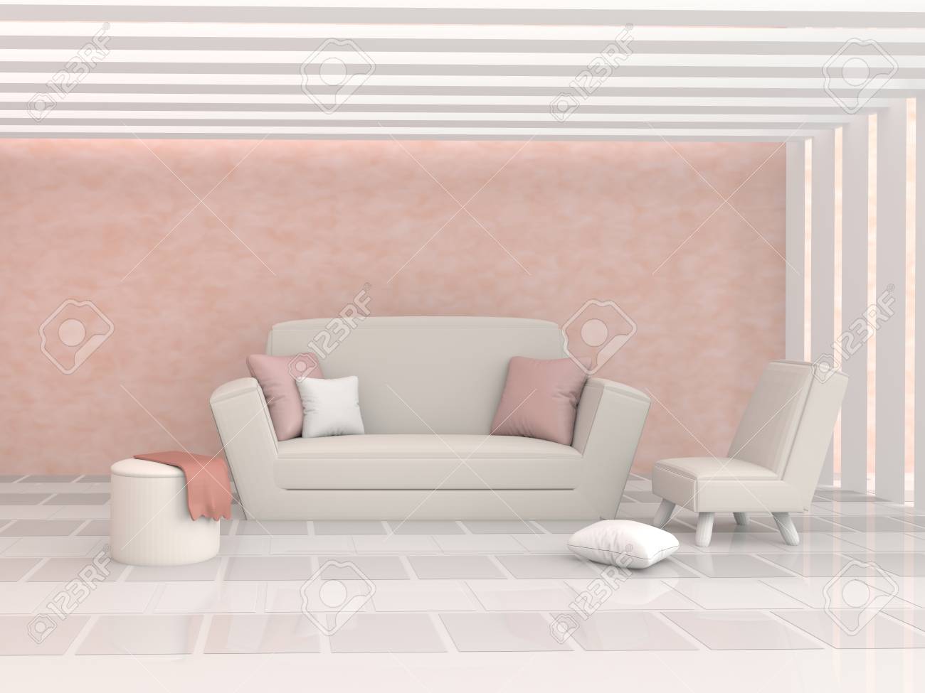 Le Salon Est Meubl D Oreillers Canap Chaise Peinture Murale En Le Salon Est Meubl D Oreillers Canap Chaise Peinture Murale En