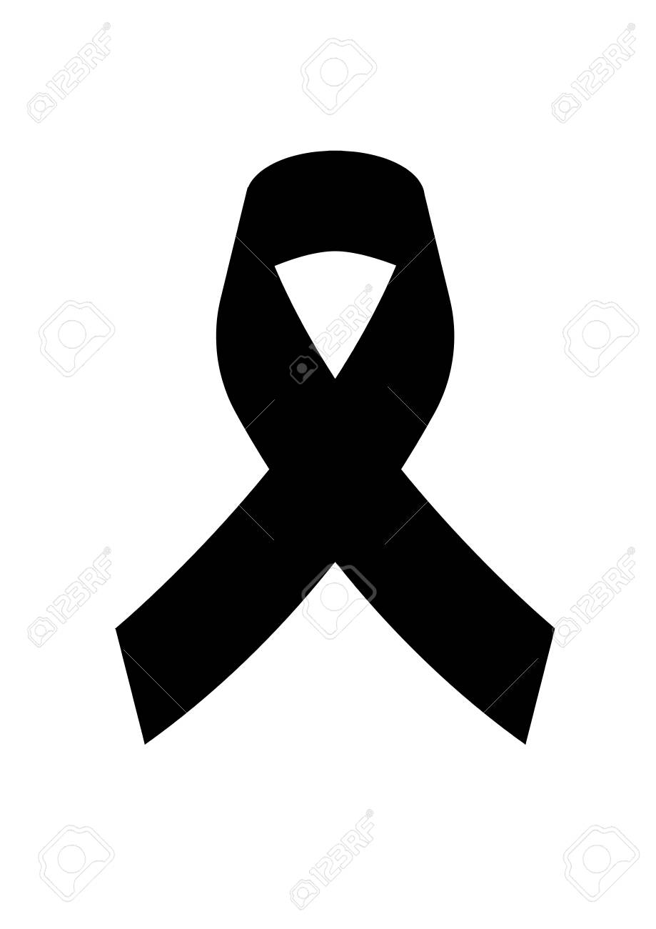 Icon Black Awareness Ribbon On White Background. Mourning Symbol. RIP  Funeral Card Black Ribbon Background Vector Royalty Free SVG, Cliparts,  Vectors, and Stock Illustration. Image 115005257.