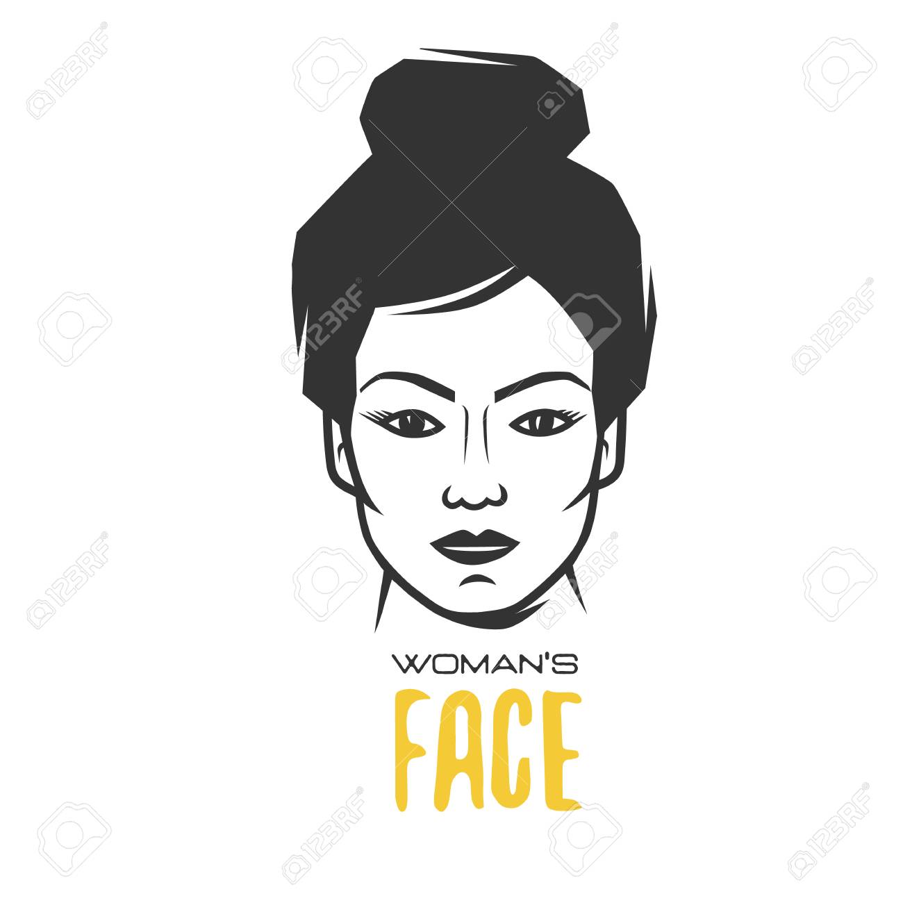 Womens faces black and white vector object stock vector 100468153