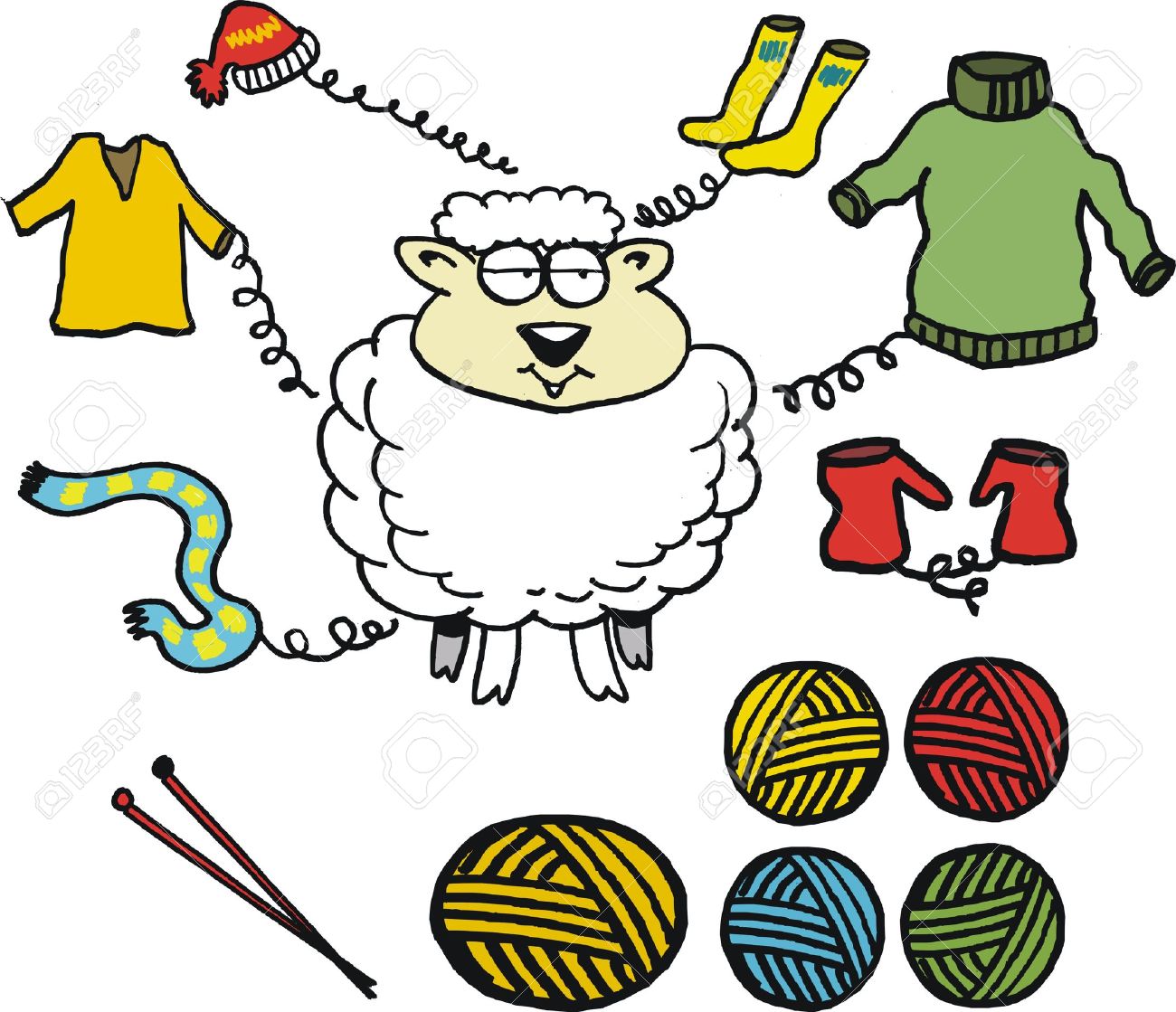 vector cartoon of sheep with wool garments royalty free cliparts vectors and stock illustration image 23867435 vector cartoon of sheep with wool garments