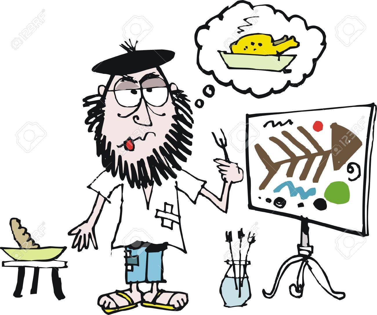 ベクトル漫画の飢えた芸術家のイラスト素材 ベクタ Image