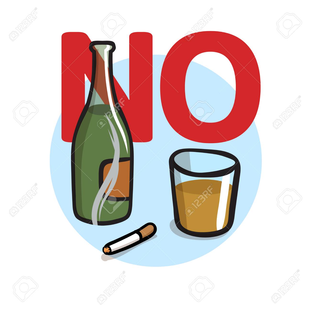 No Smoking, No Alcohol. Colorful flat vector illustration. Isolated on white background. - 109844453 No Smoking, No Alcohol. Colorful flat vector illustration. Isolated on white background. - 109844453