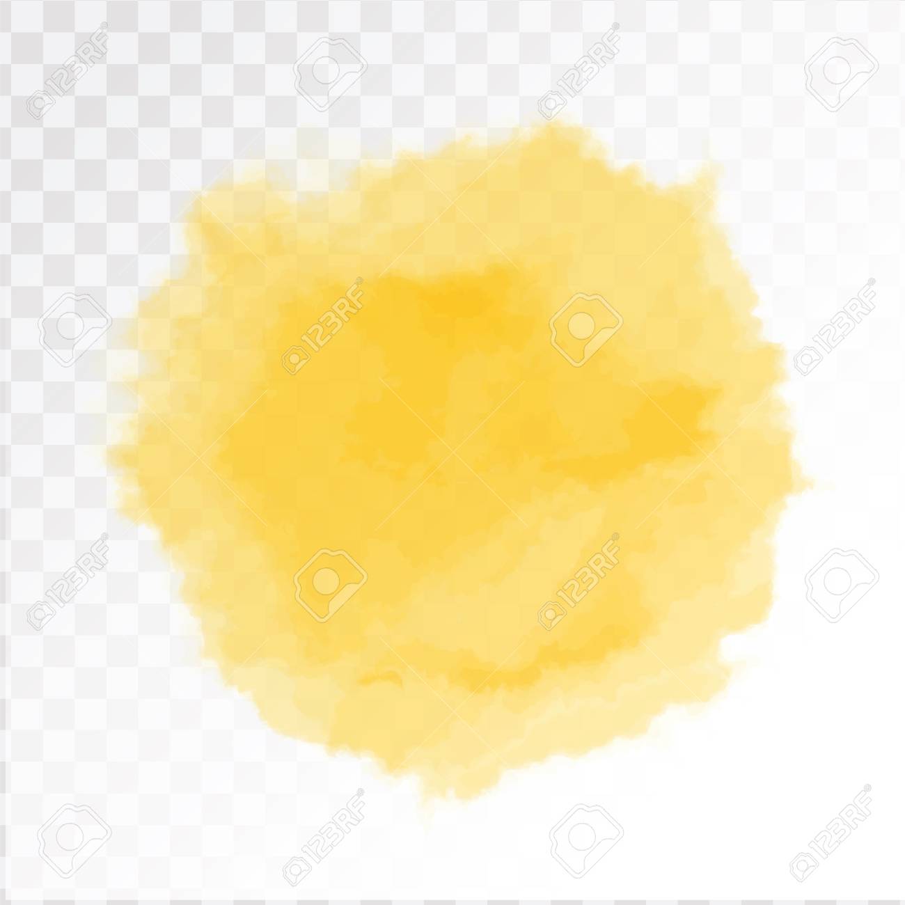 Yellow Watercolor Sun Isolated On Transparent Background Vector