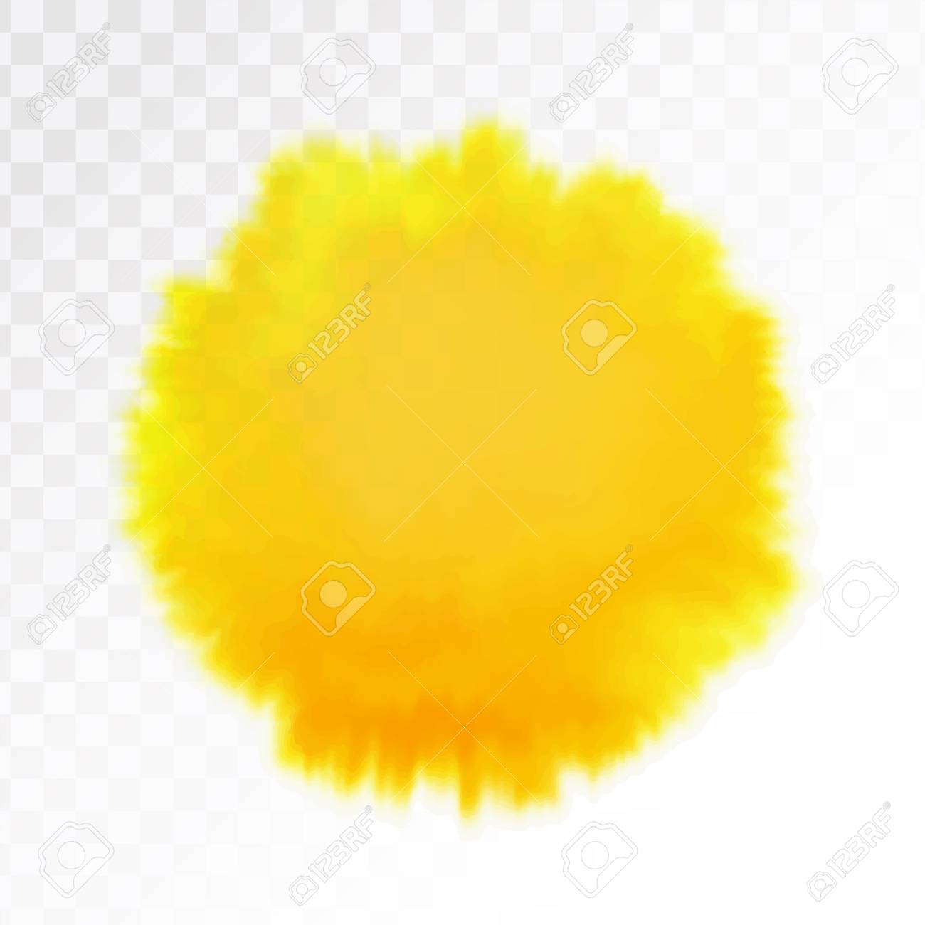 Light Red And Yellow Watercolor Spot Isolated On Transparent
