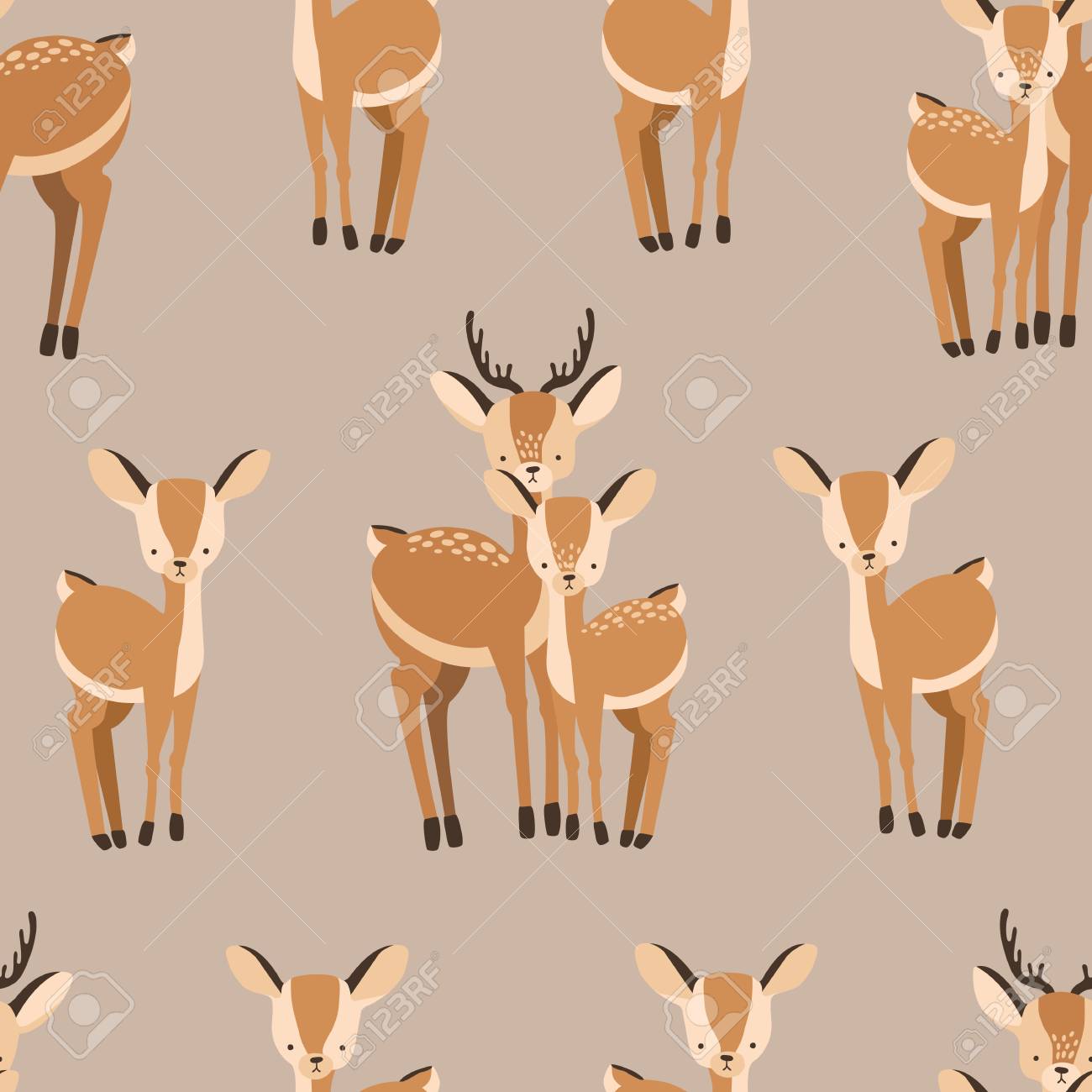 茶色の背景に大人と赤ちゃん鹿と美しいシームレス パターン かわいいと面白い漫画森林動物との背景 繊維印刷 壁紙 包装紙のベクトル図です のイラスト素材 ベクタ Image 茶色の背景に大人と赤ちゃん鹿と美しいシームレス パターン かわいいと面白い漫画森林動物との背景 繊維印刷 壁紙 包装紙のベクトル図です のイラスト素材 ベクタ Image