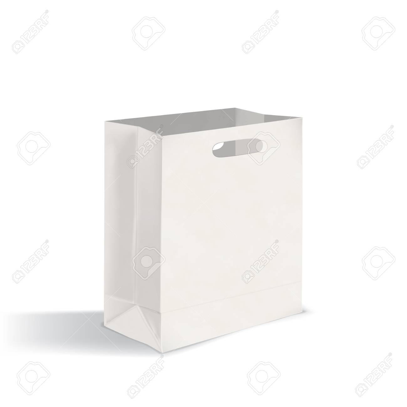 Download Open Blank Flat Bottom Takeout Paper Bag With Die Cut Handles Royalty Free Cliparts Vectors And Stock Illustration Image 97311858