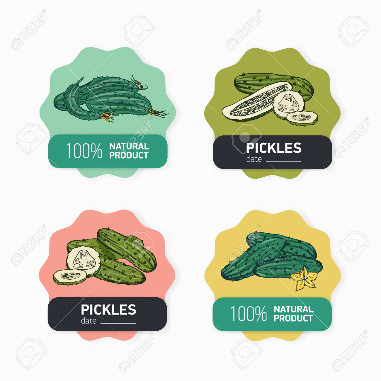 collection of label or sticker templates with delicious whole