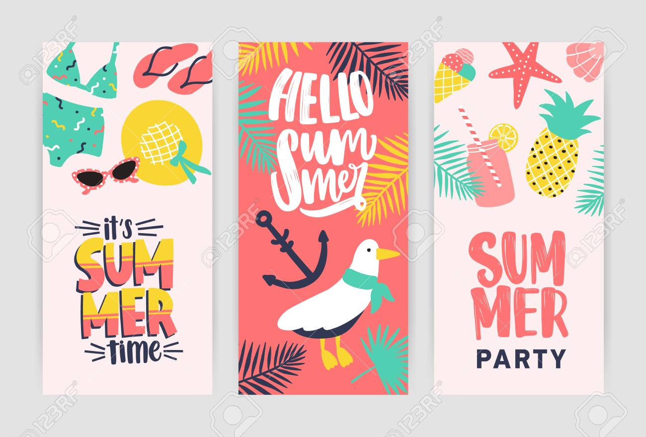 bundle of creative flyer templates for summer party announcement