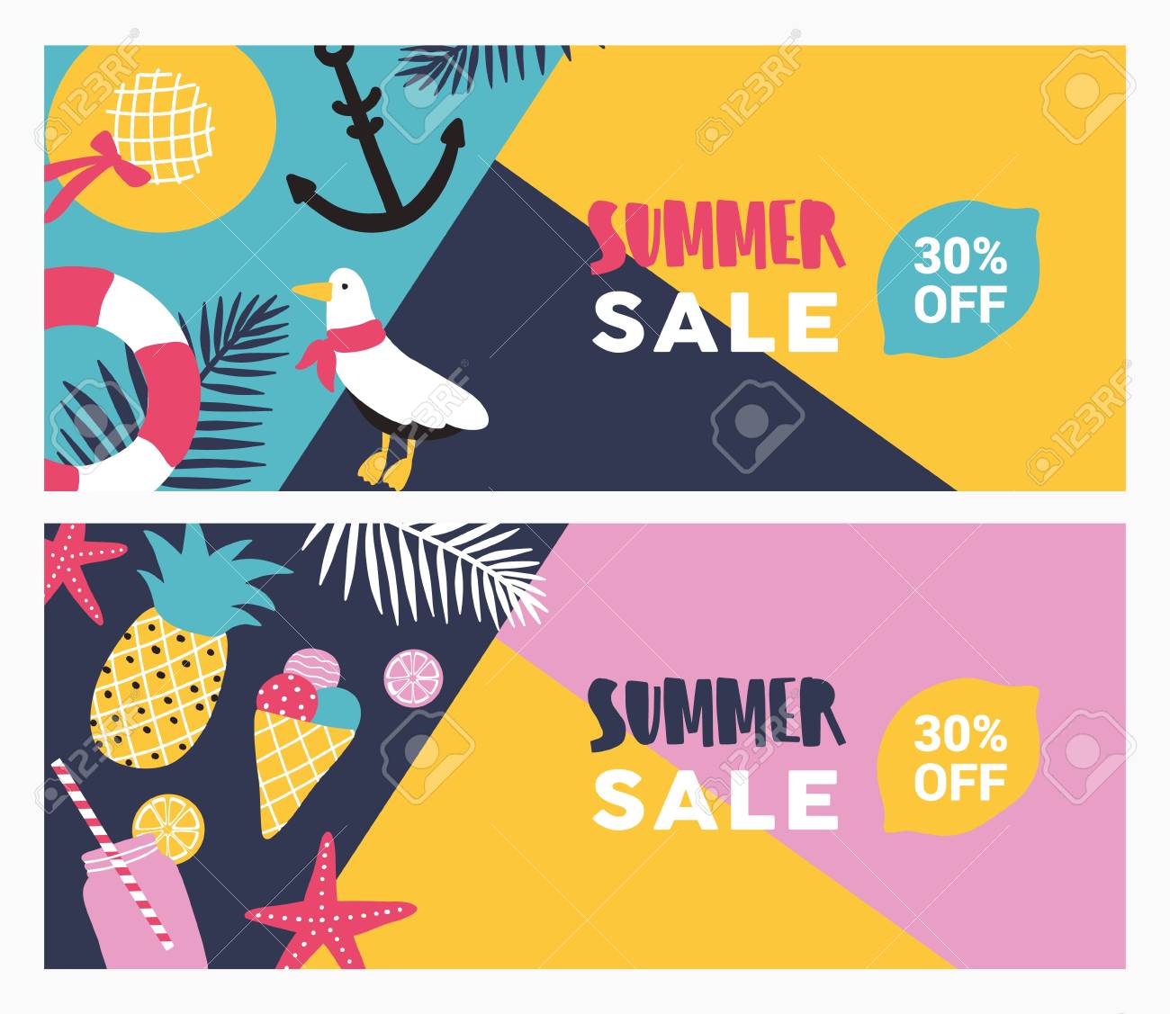 collection of colorful promotional banner templates with summer promotional templates